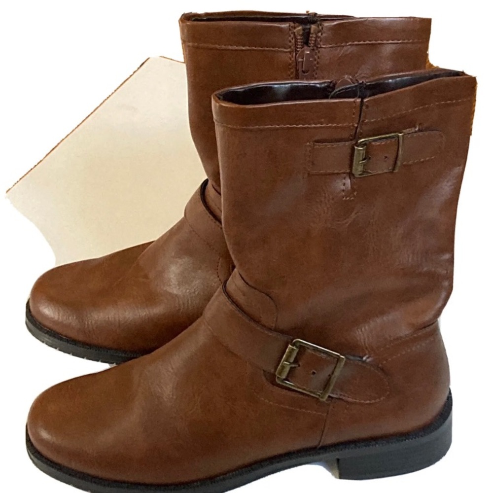 Brand New Aerosoles Brown Vegan Ankle Buckle/Zip Boots Size 7.5